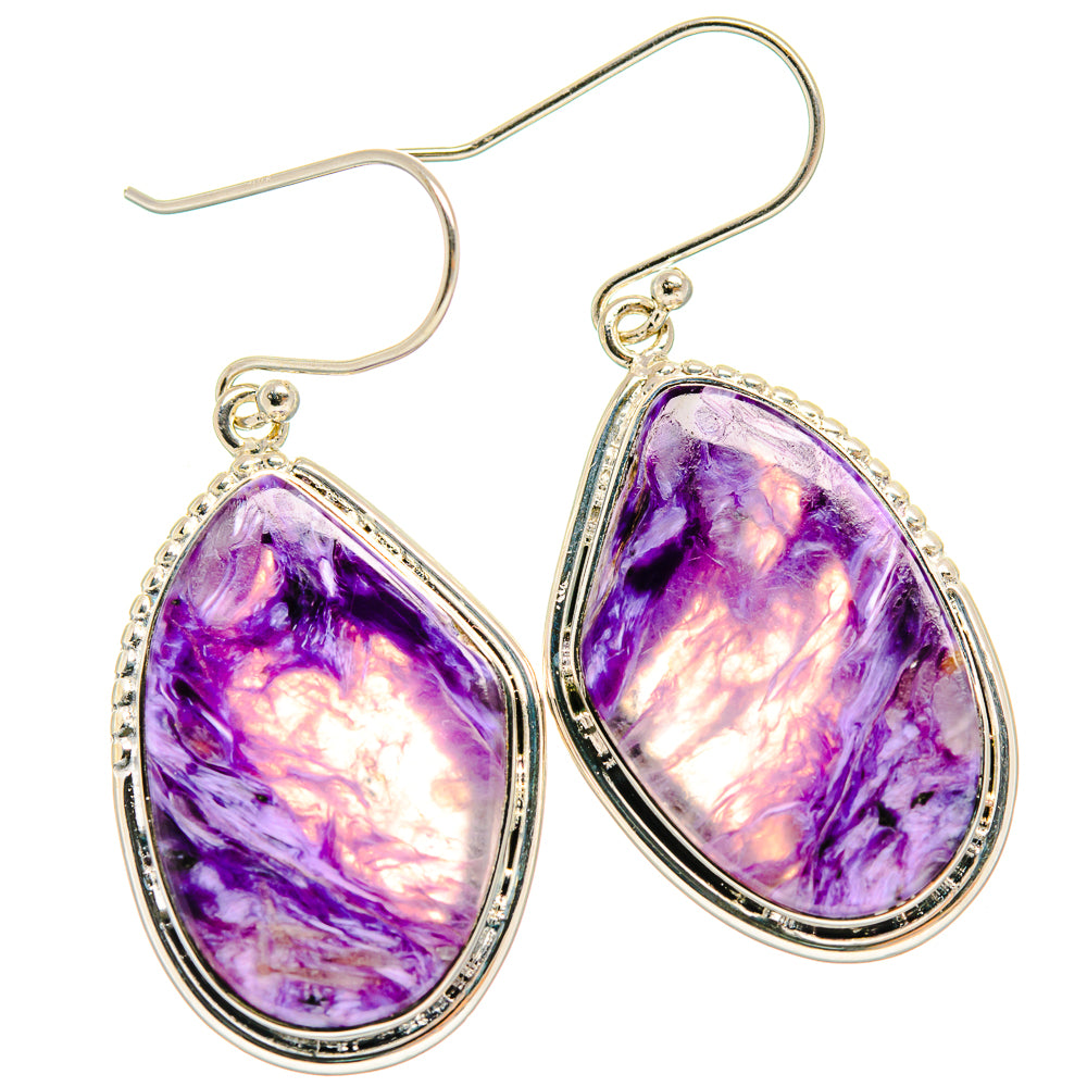 Charoite Earrings handcrafted by Ana Silver Co - EARR425775 - Photo 2