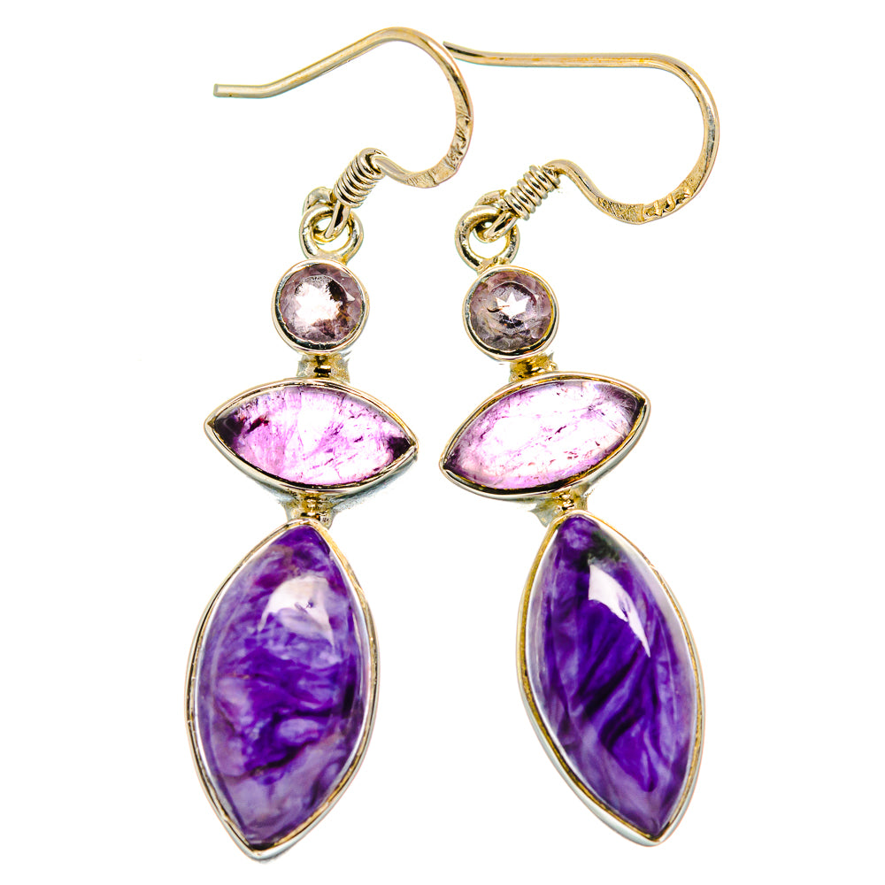 Charoite Earrings handcrafted by Ana Silver Co - EARR425794 - Photo 2
