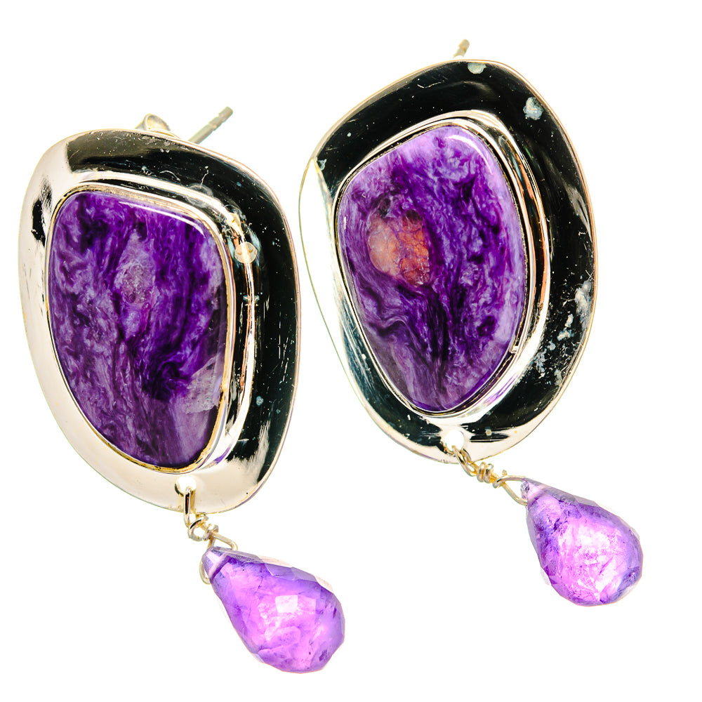 Charoite Earrings handcrafted by Ana Silver Co - EARR425824 - Photo 2