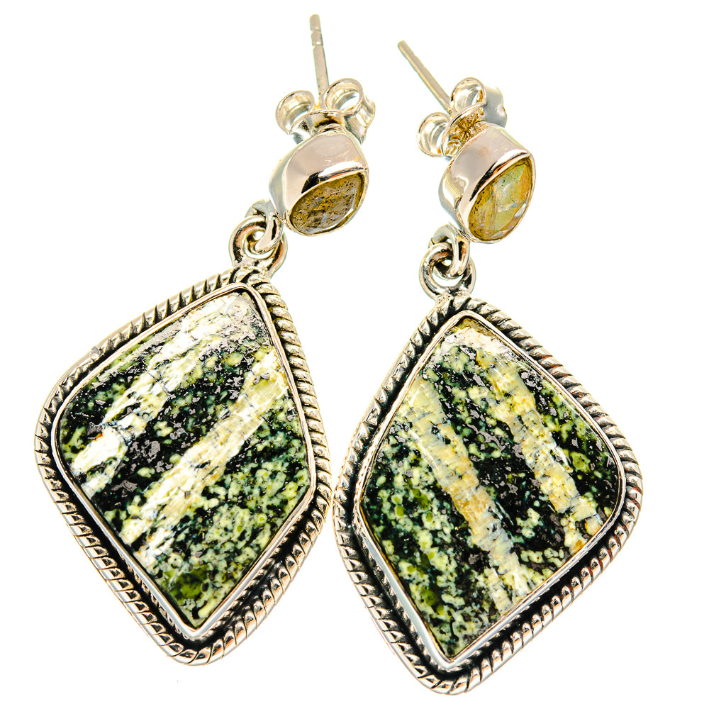Lizard Jasper Earrings handcrafted by Ana Silver Co - EARR425906 - Photo 2