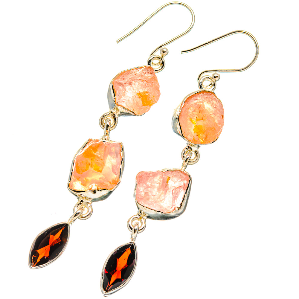 Rose Quartz Earrings handcrafted by Ana Silver Co - EARR425934 - Photo 2
