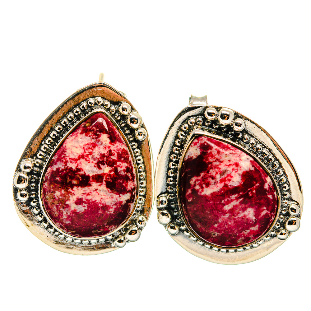 Thulite Earrings handcrafted by Ana Silver Co - EARR425953 - Photo 2
