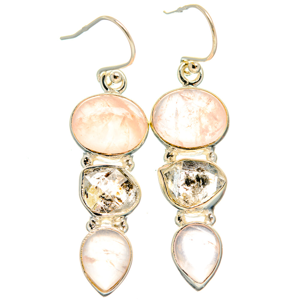 Rose Quartz Earrings handcrafted by Ana Silver Co - EARR426019 - Photo 2