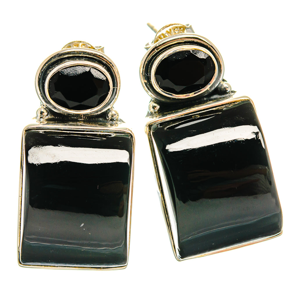 Black Onyx Earrings handcrafted by Ana Silver Co - EARR426034 - Photo 2