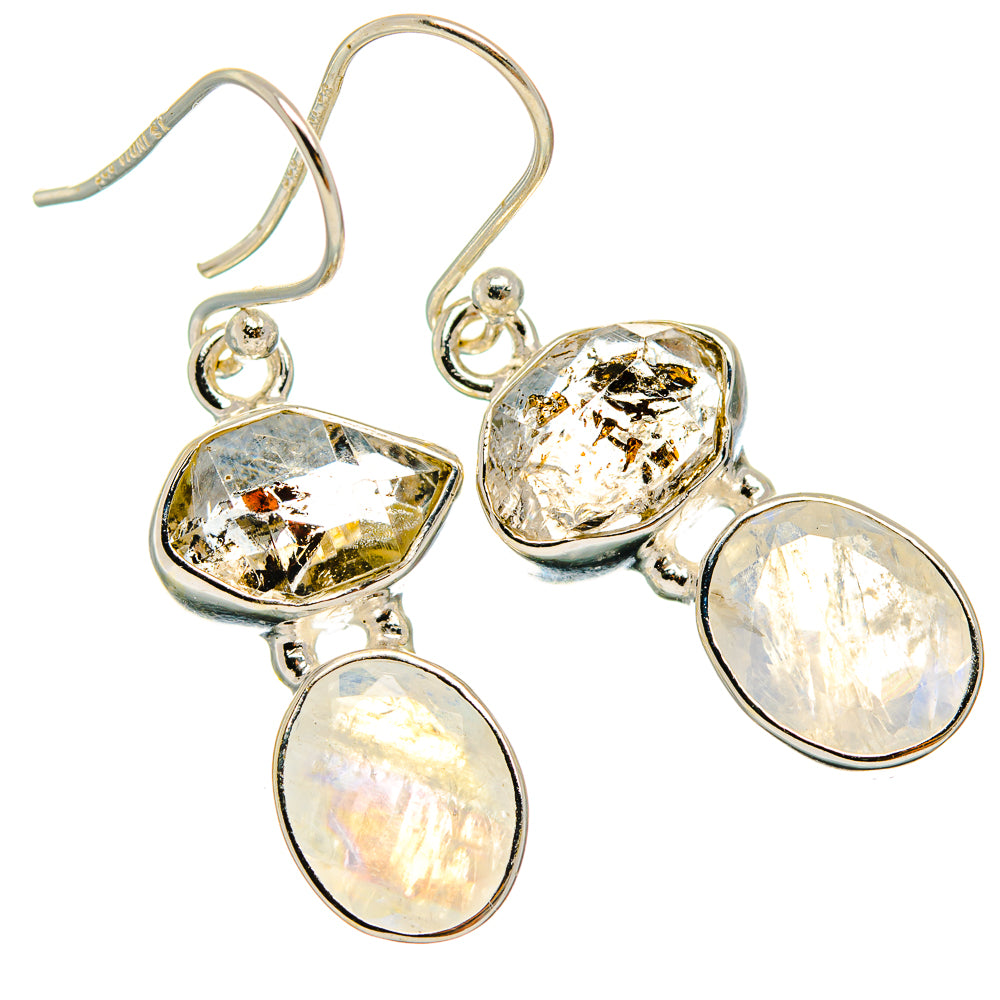925 sterling silver drop earrings with iridescent and faceted clear stones
