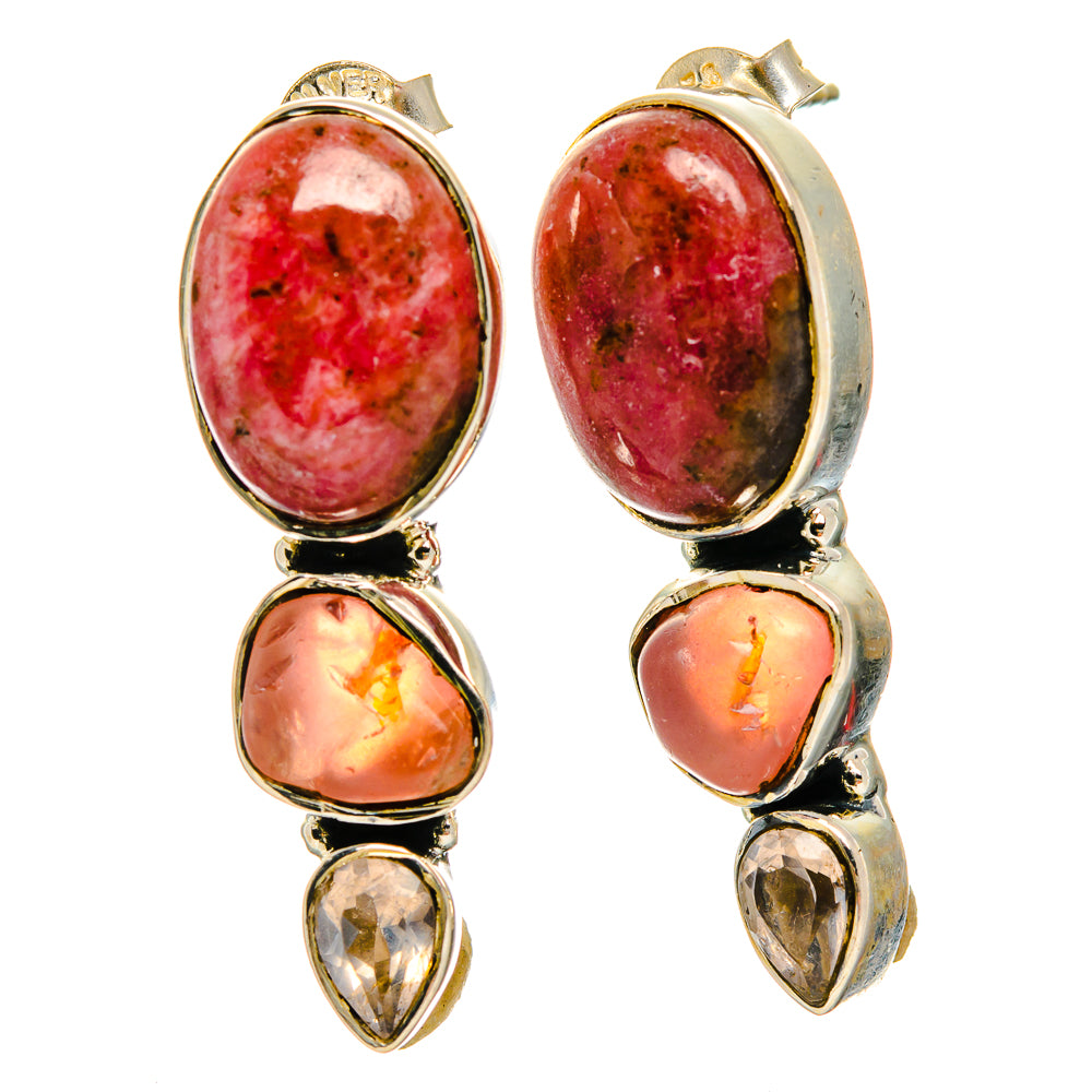 Thulite Earrings handcrafted by Ana Silver Co - EARR426113 - Photo 2