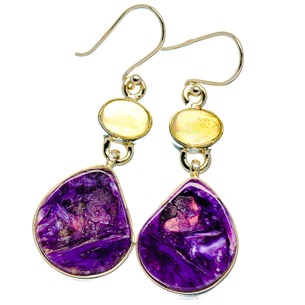Charoite Earrings handcrafted by Ana Silver Co - EARR426120 - Photo 2