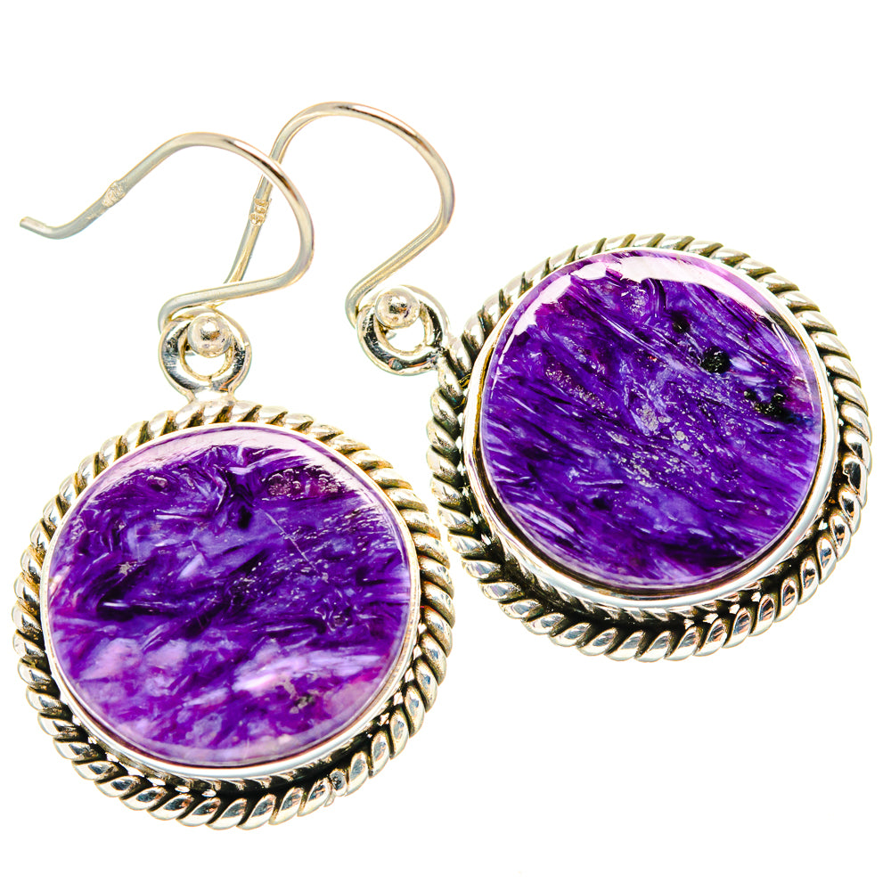 Charoite Earrings handcrafted by Ana Silver Co - EARR426204 - Photo 2