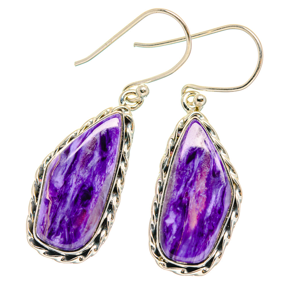 Charoite Earrings handcrafted by Ana Silver Co - EARR426240 - Photo 2