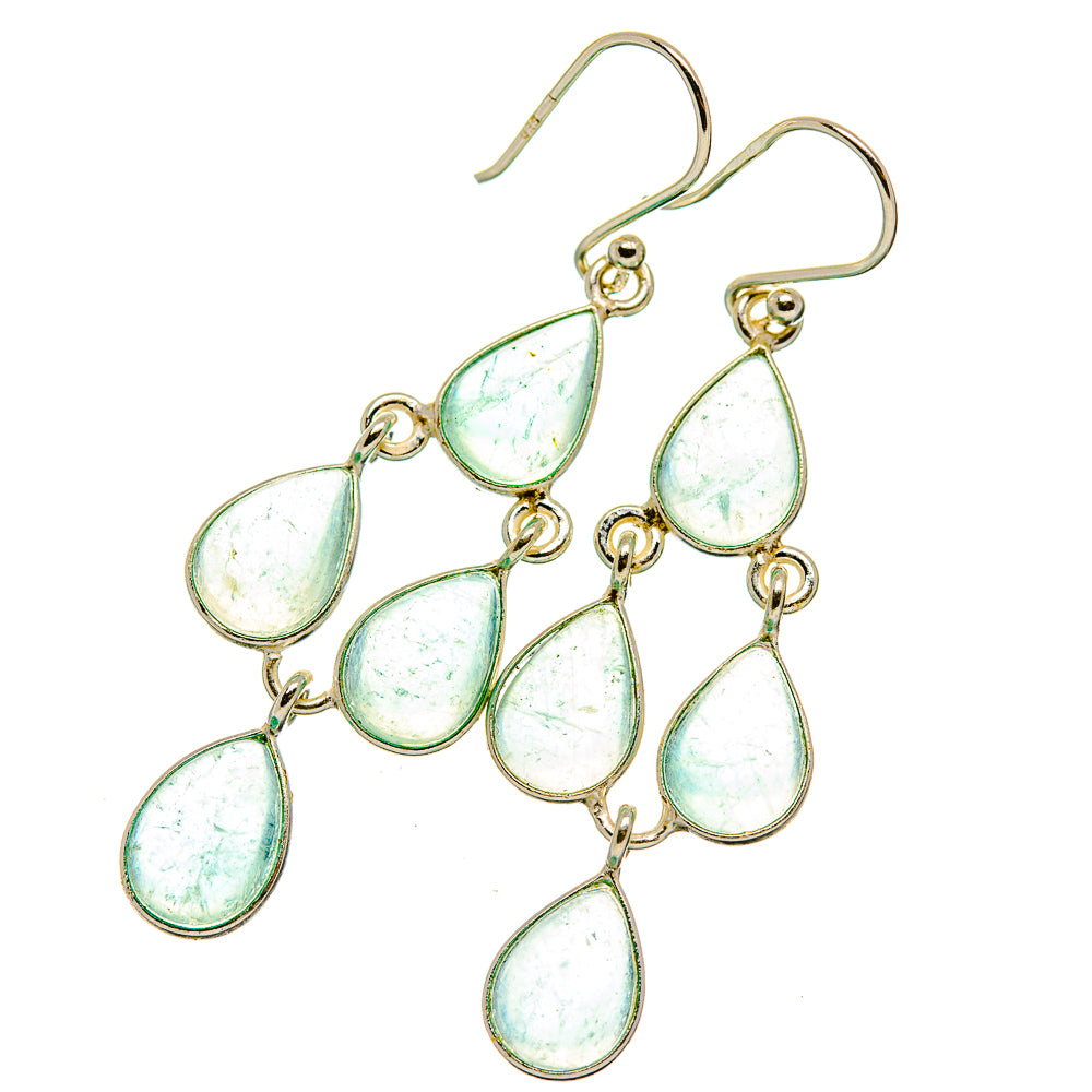 Sterling silver aquamarine drop earrings with light green pear-shaped stones and hooks