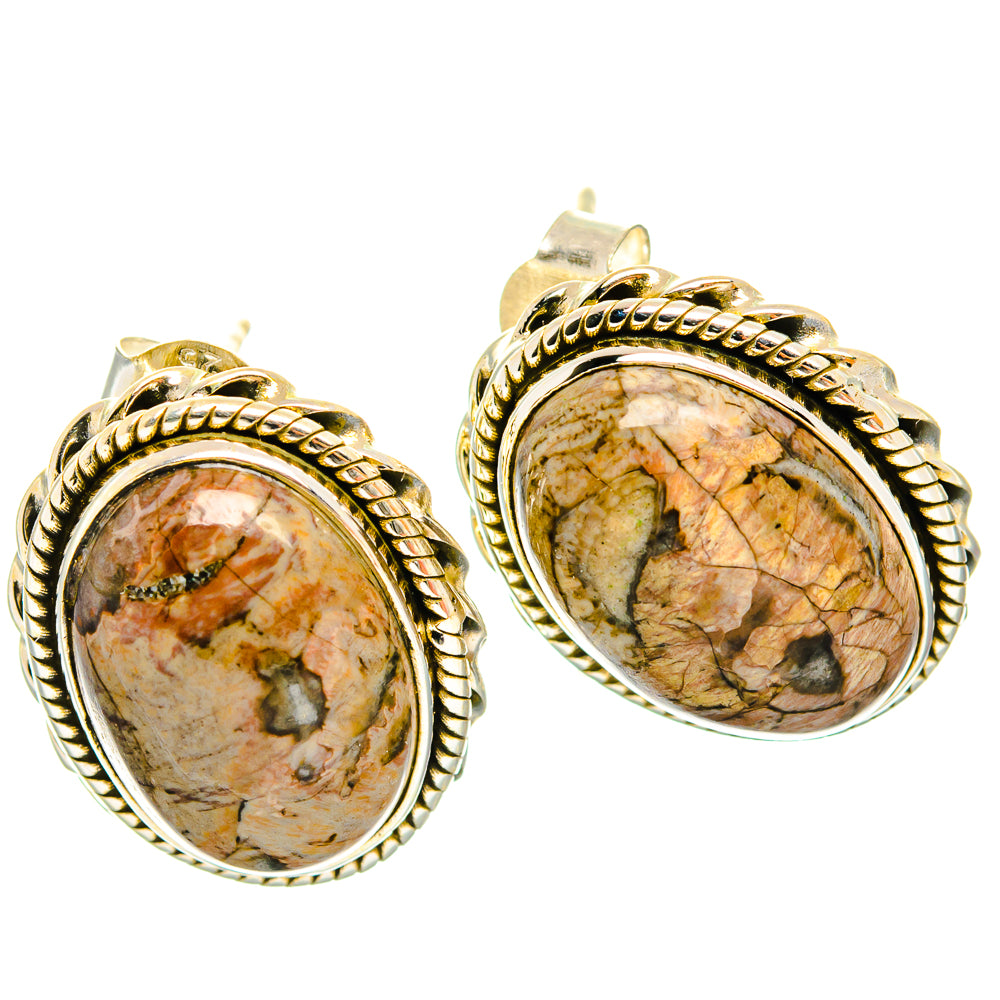 Mushroom Rhyolite Earrings handcrafted by Ana Silver Co - EARR426417 - Photo 2