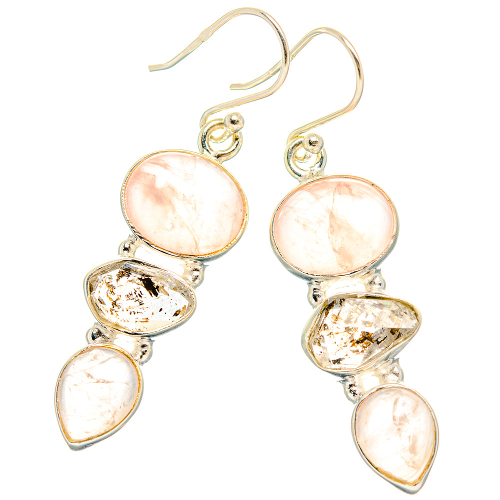 Rose Quartz Earrings handcrafted by Ana Silver Co - EARR426445 - Photo 2