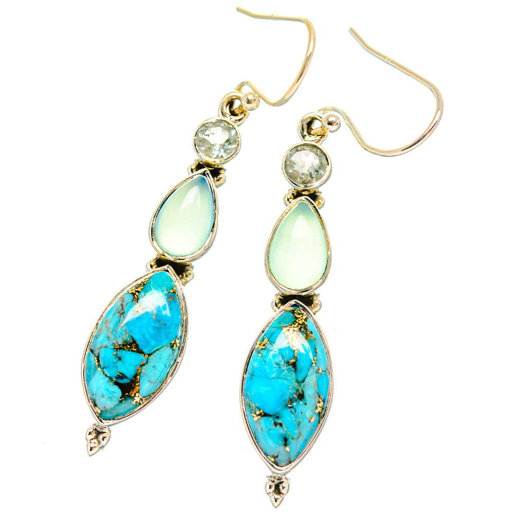 Blue Copper Composite Turquoise Earrings handcrafted by Ana Silver Co - EARR426607 - Photo 2