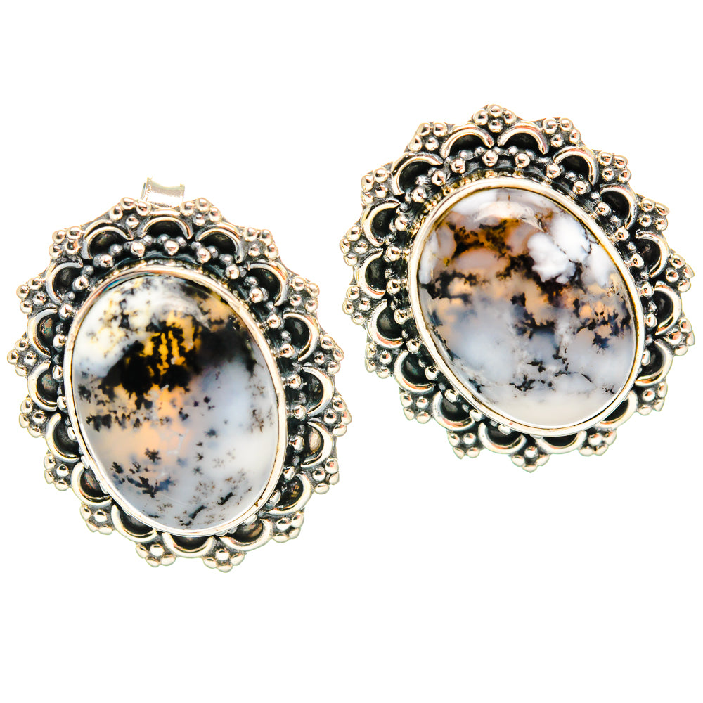 Dendritic Opal Earrings handcrafted by Ana Silver Co - EARR426661 - Photo 2
