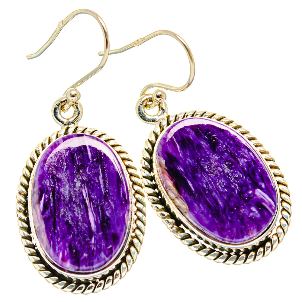Charoite Earrings handcrafted by Ana Silver Co - EARR426728 - Photo 2