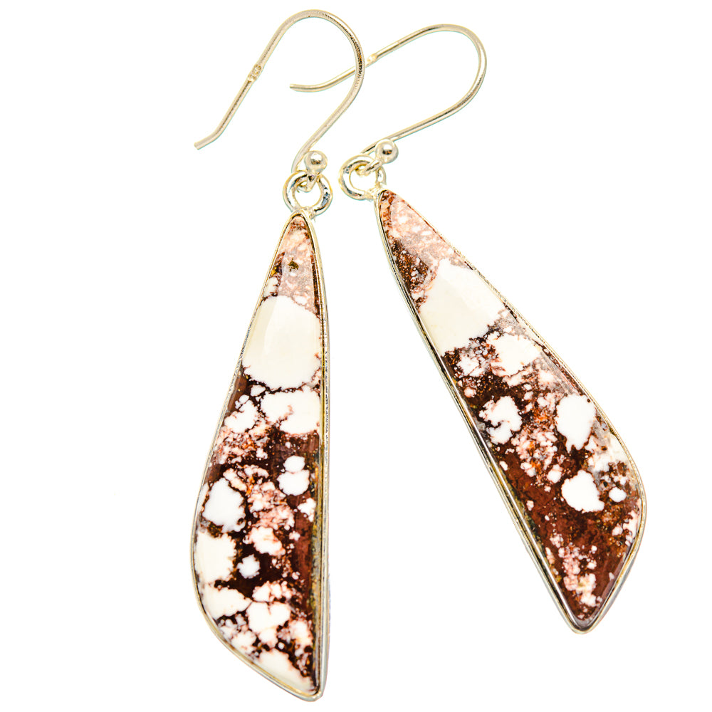 Sterling silver drop earrings with teardrop Wild Horse Jasper, reddish brown speckles