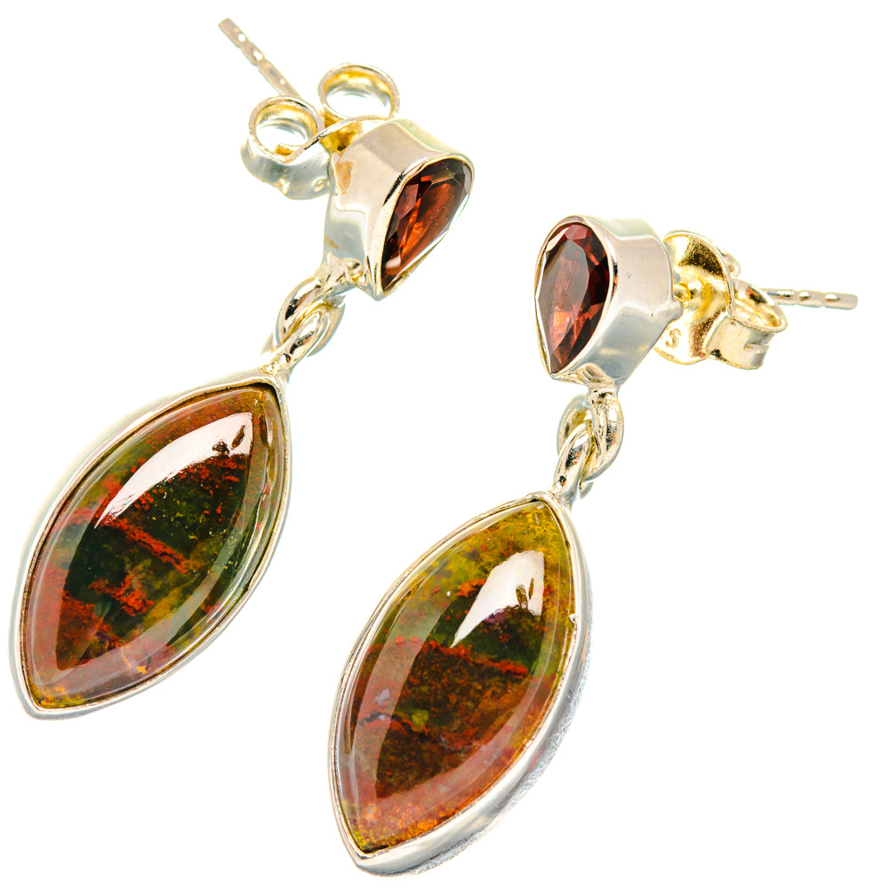 Bloodstone Earrings handcrafted by Ana Silver Co - EARR427014 - Photo 2