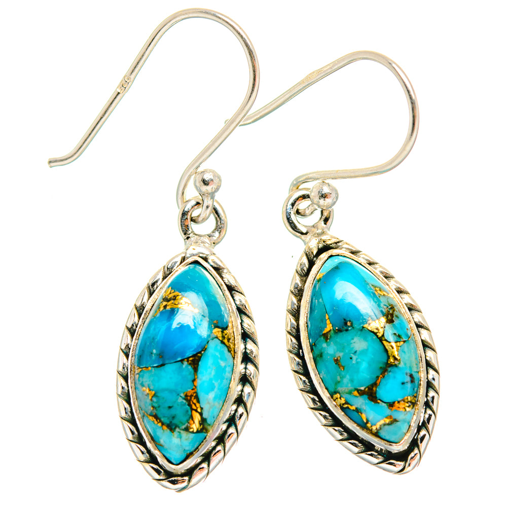 Blue Copper Composite Turquoise Earrings handcrafted by Ana Silver Co - EARR427063 - Photo 2