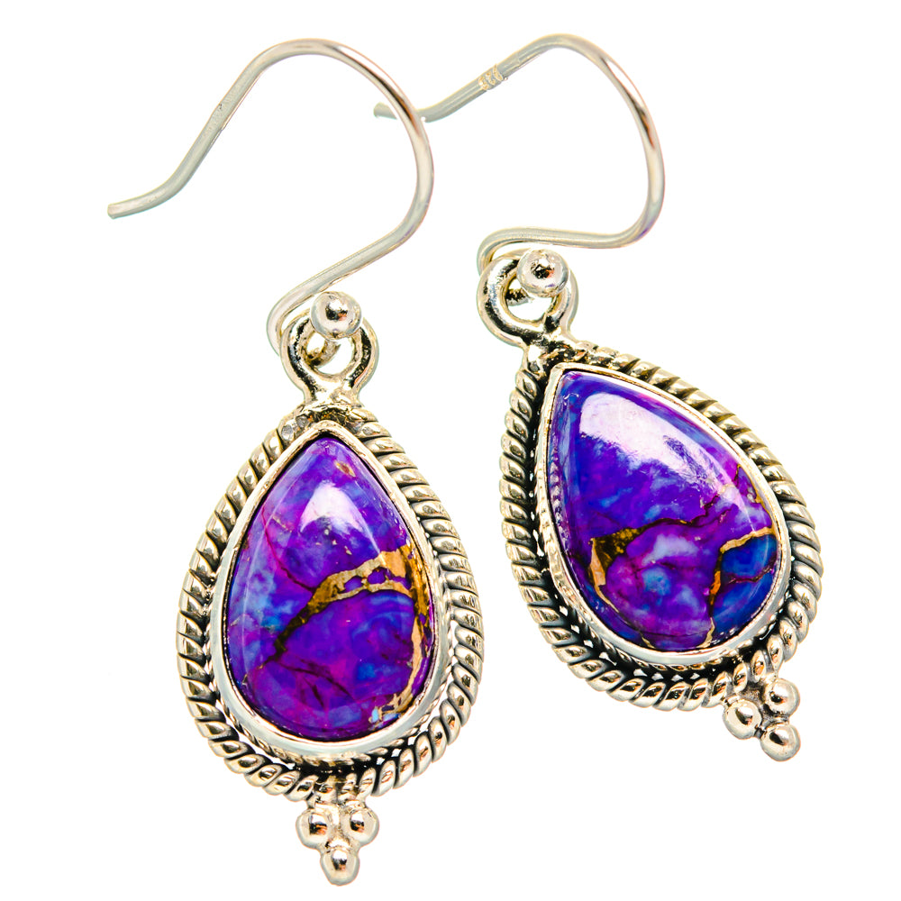 Purple Copper Composite Turquoise Earrings handcrafted by Ana Silver Co - EARR427121 - Photo 2