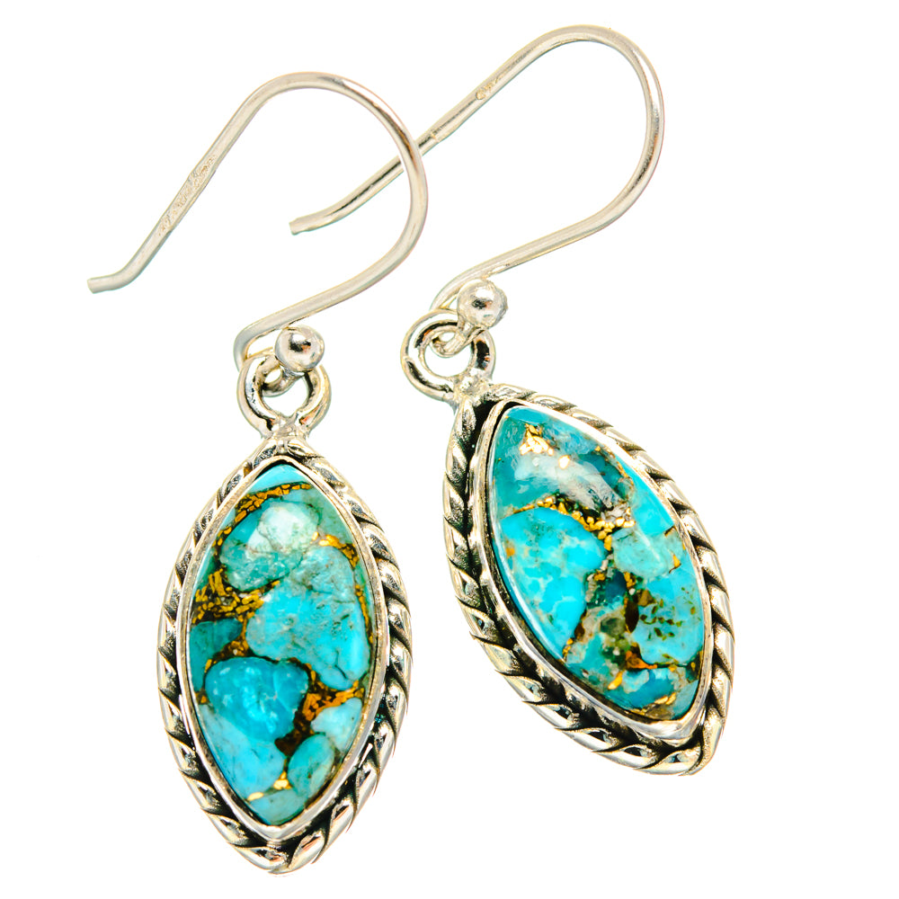 Blue Copper Composite Turquoise Earrings handcrafted by Ana Silver Co - EARR427256 - Photo 2