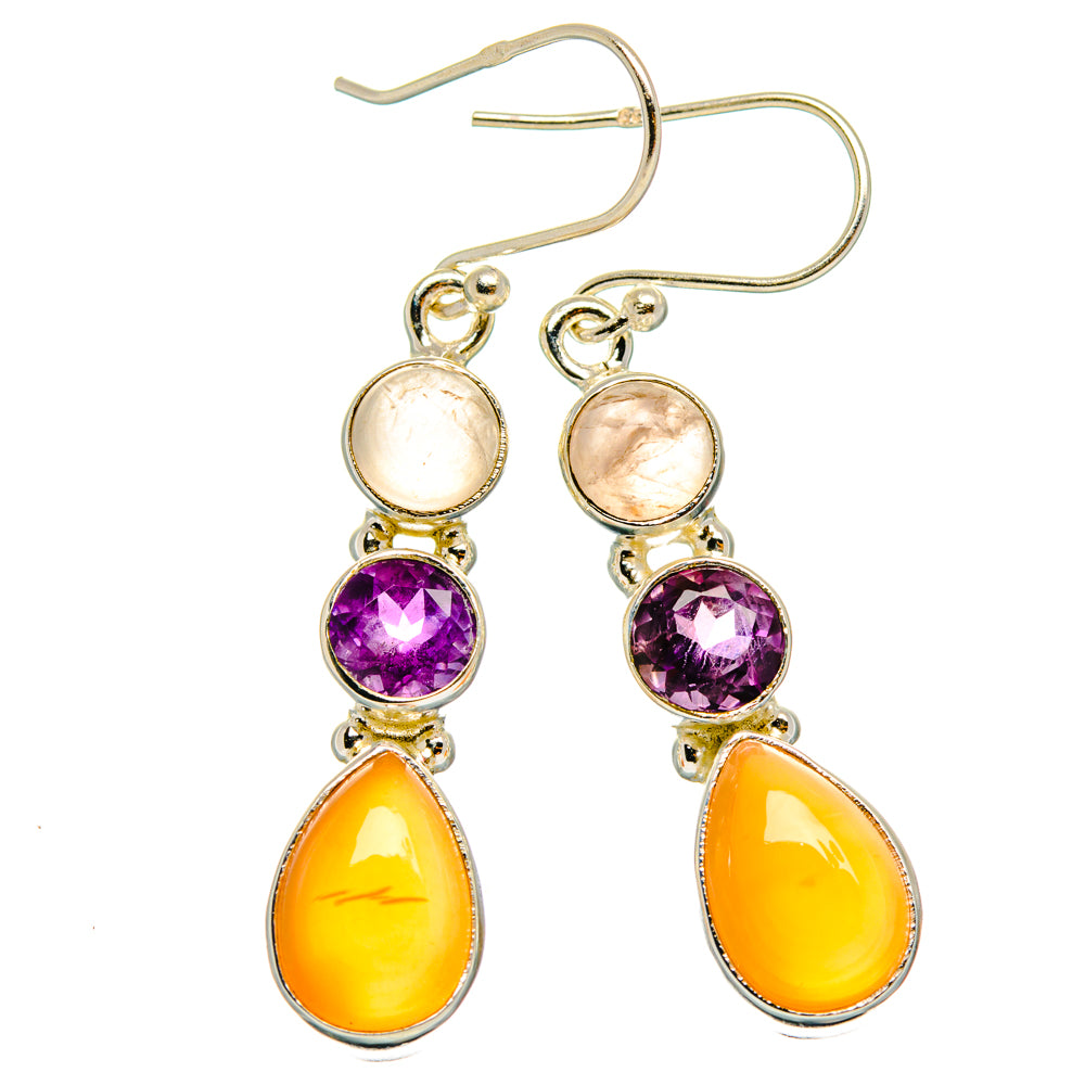 Peach Moonstone Earrings handcrafted by Ana Silver Co - EARR427509 - Photo 2