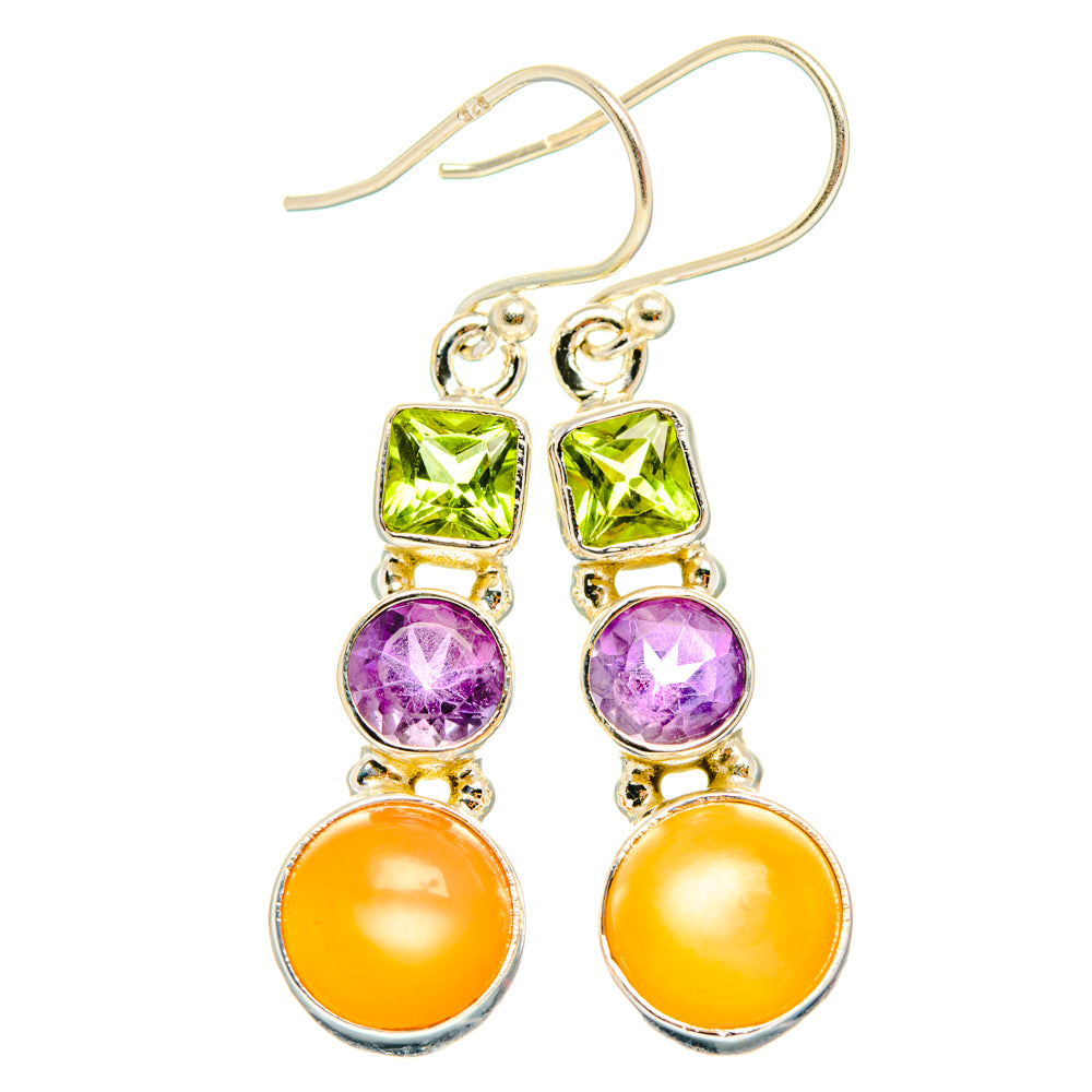 Peach Moonstone Earrings handcrafted by Ana Silver Co - EARR427565 - Photo 2