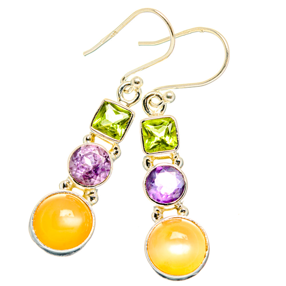 Peach Moonstone Earrings handcrafted by Ana Silver Co - EARR427590 - Photo 2