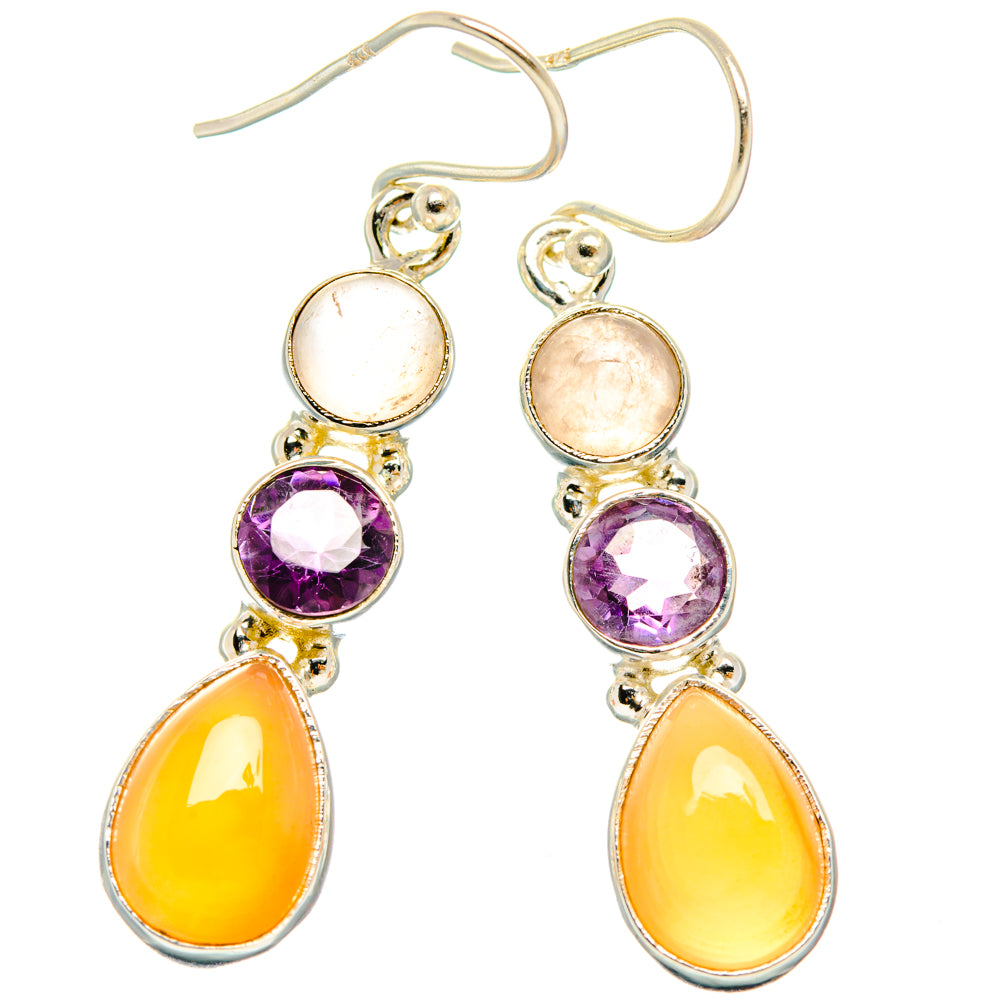 Peach Moonstone Earrings handcrafted by Ana Silver Co - EARR427688 - Photo 2