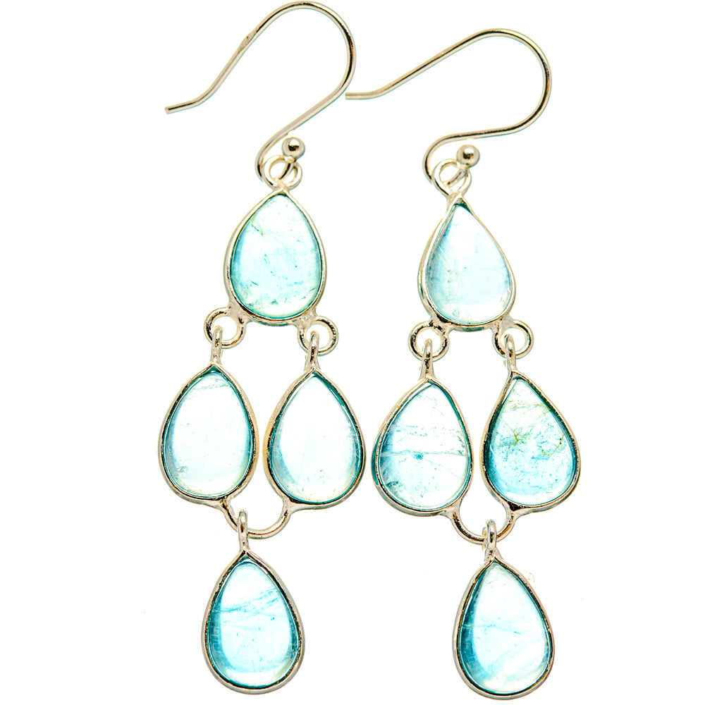 925 sterling silver chandelier earrings with light blue aquamarine teardrops