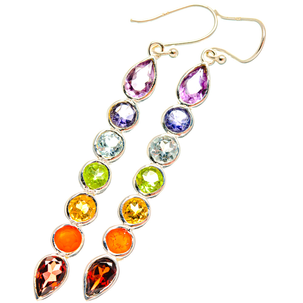 Rainbow Chakra Earrings handcrafted by Ana Silver Co - EARR427805 - Photo 2