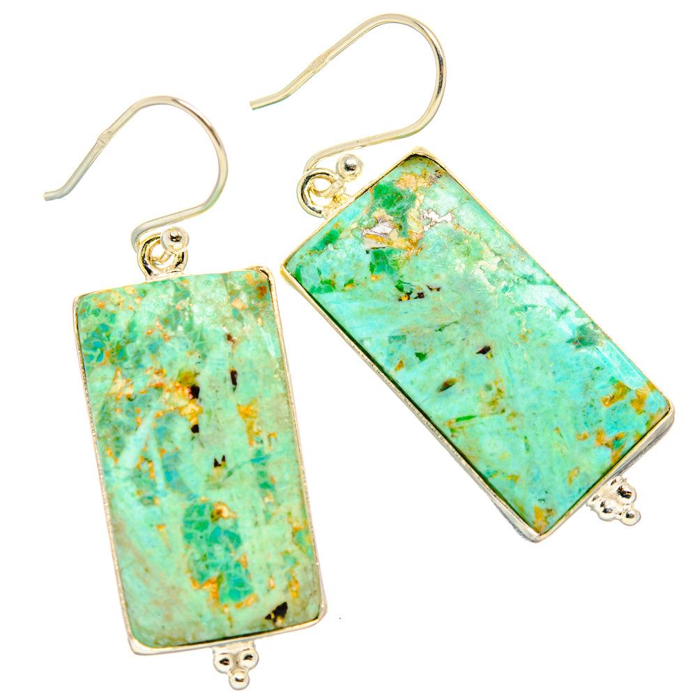 Peruvian Chrysocolla Earrings handcrafted by Ana Silver Co - EARR427850 - Photo 2