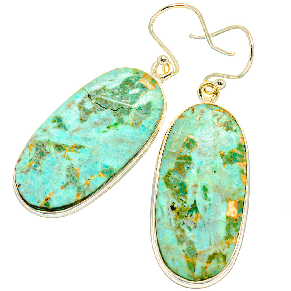 Peruvian Chrysocolla Earrings handcrafted by Ana Silver Co - EARR427859 - Photo 2
