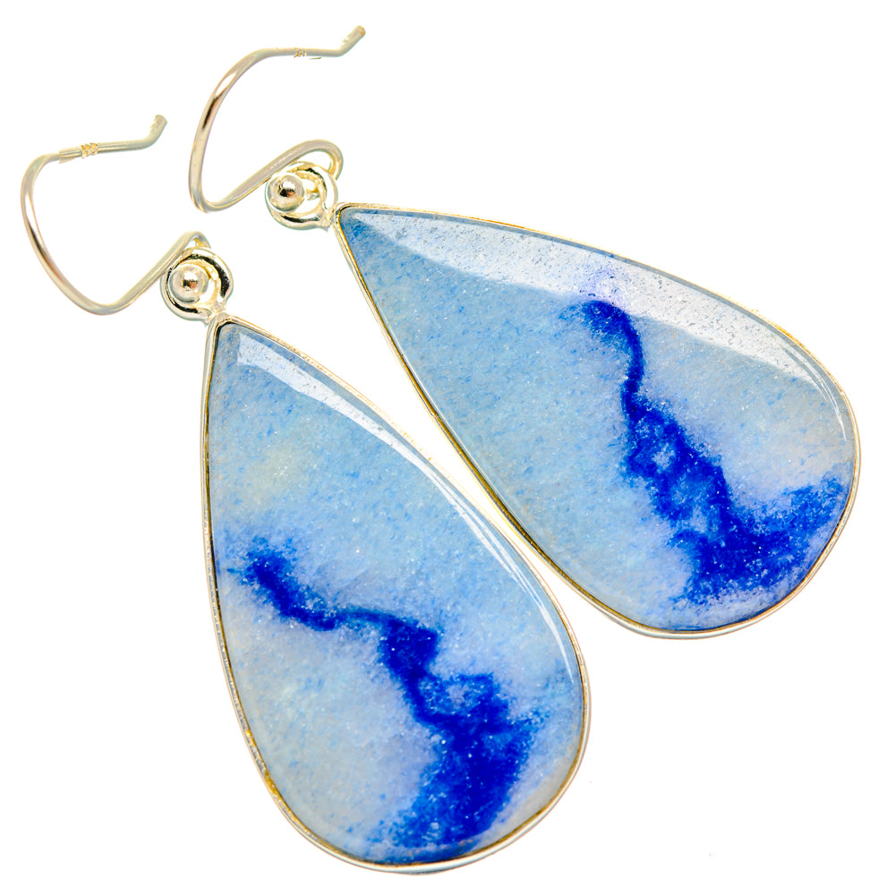 Blue Agate Earrings handcrafted by Ana Silver Co - EARR427910 - Photo 2
