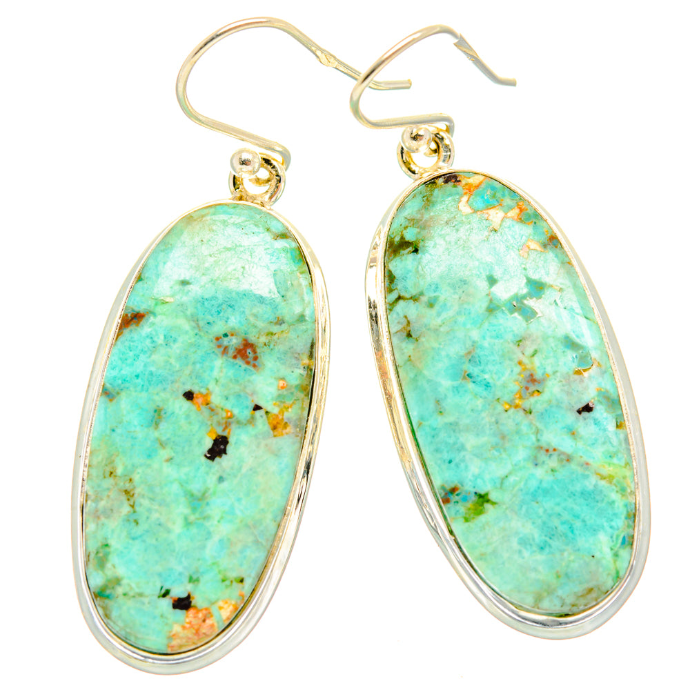 Peruvian Chrysocolla Earrings handcrafted by Ana Silver Co - EARR427930 - Photo 2