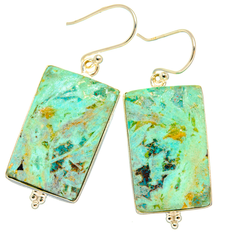 Peruvian Chrysocolla Earrings handcrafted by Ana Silver Co - EARR427955 - Photo 2