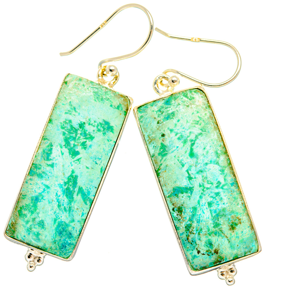 Peruvian Chrysocolla Earrings handcrafted by Ana Silver Co - EARR427970 - Photo 2