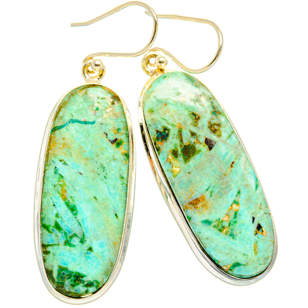 Peruvian Chrysocolla Earrings handcrafted by Ana Silver Co - EARR428052 - Photo 2
