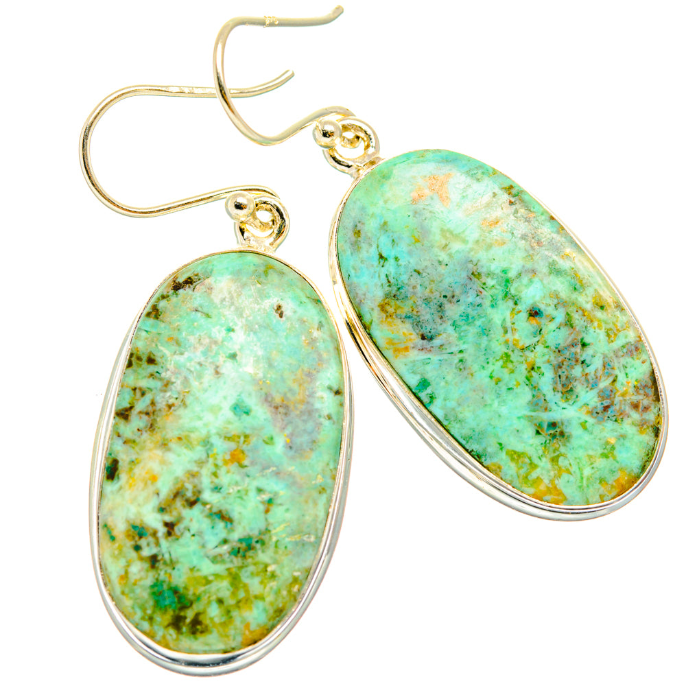 Peruvian Chrysocolla Earrings handcrafted by Ana Silver Co - EARR428065 - Photo 2