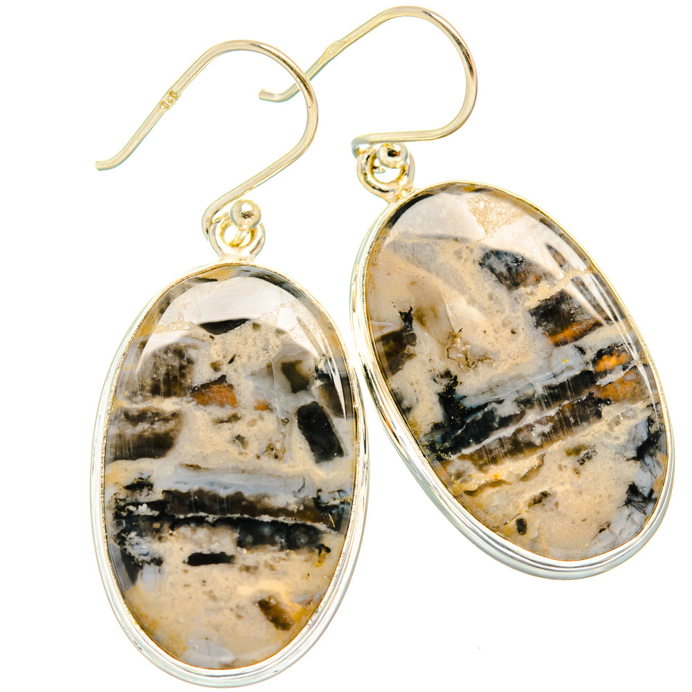 Peanut Wood Jasper Earrings handcrafted by Ana Silver Co - EARR428068 - Photo 2