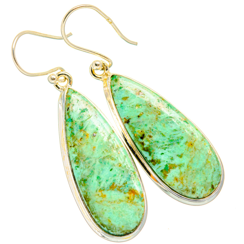 Peruvian Chrysocolla Earrings handcrafted by Ana Silver Co - EARR428090 - Photo 2