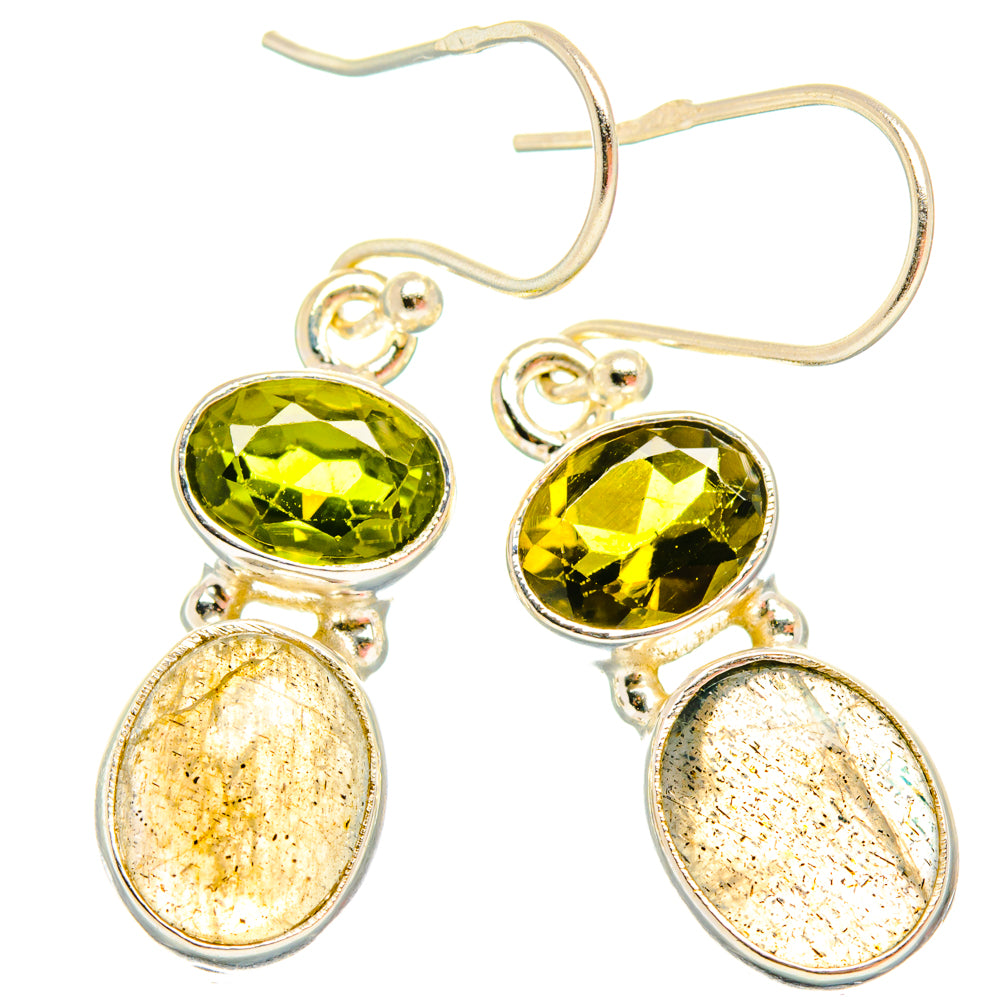 Labradorite, Green Tourmaline Earrings handcrafted by Ana Silver Co - EARR428191 - Photo 2