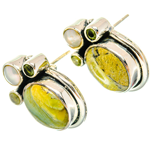 African Green Opal Earrings handcrafted by Ana Silver Co - EARR428427 - Photo 2