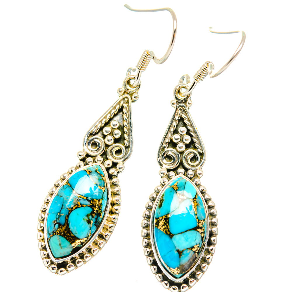 Blue Copper Composite Turquoise Earrings handcrafted by Ana Silver Co - EARR428491 - Photo 2