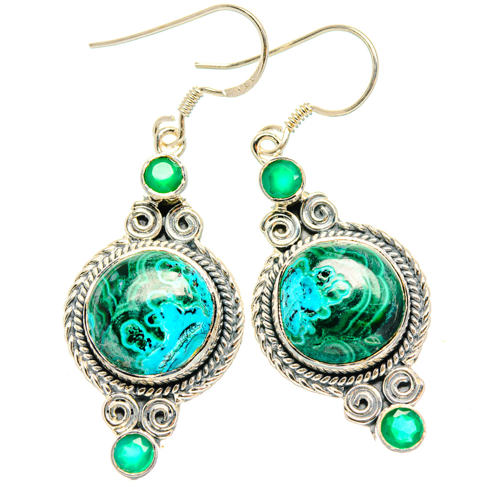 Malachite In Chrysocolla Earrings handcrafted by Ana Silver Co - EARR428818 - Photo 2
