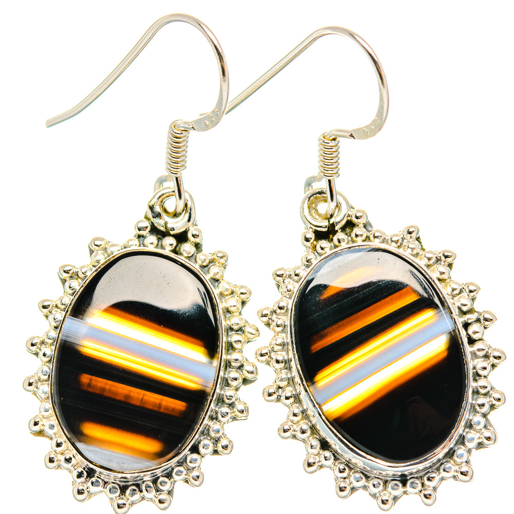 Botswana Agate Earrings handcrafted by Ana Silver Co - EARR428847 - Photo 2