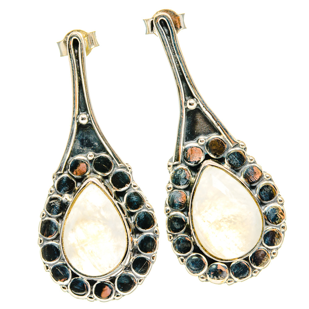 Rainbow Moonstone Earrings handcrafted by Ana Silver Co - EARR428848 - Photo 2