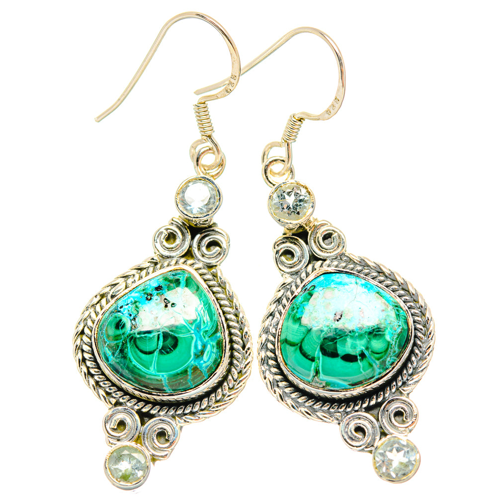 Malachite In Chrysocolla Earrings handcrafted by Ana Silver Co - EARR428966 - Photo 2