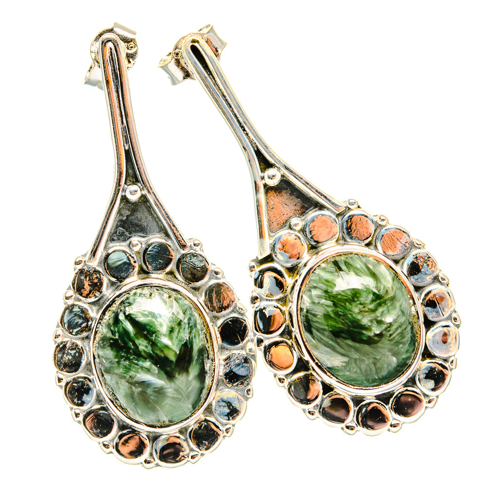 Seraphinite Earrings handcrafted by Ana Silver Co - EARR428977 - Photo 2
