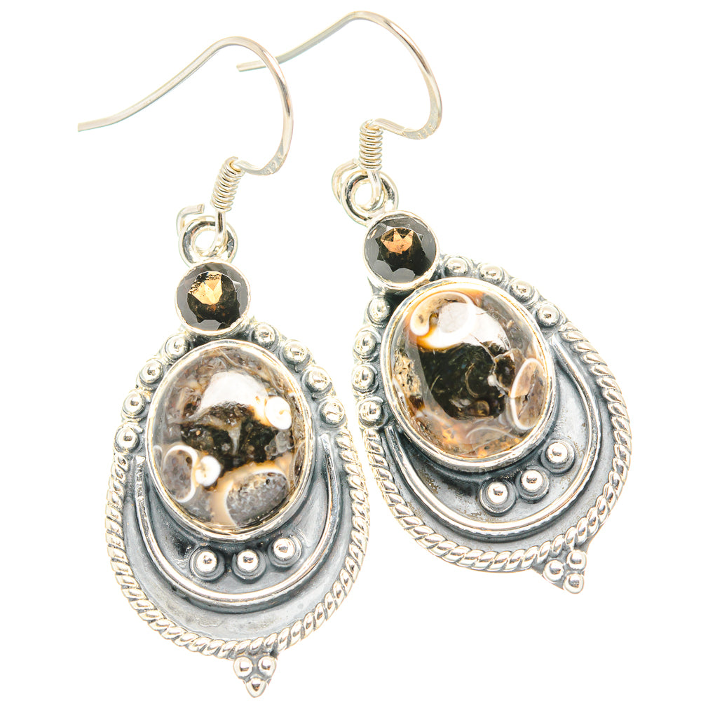 Turritella Agate Earrings handcrafted by Ana Silver Co - EARR429010 - Photo 2