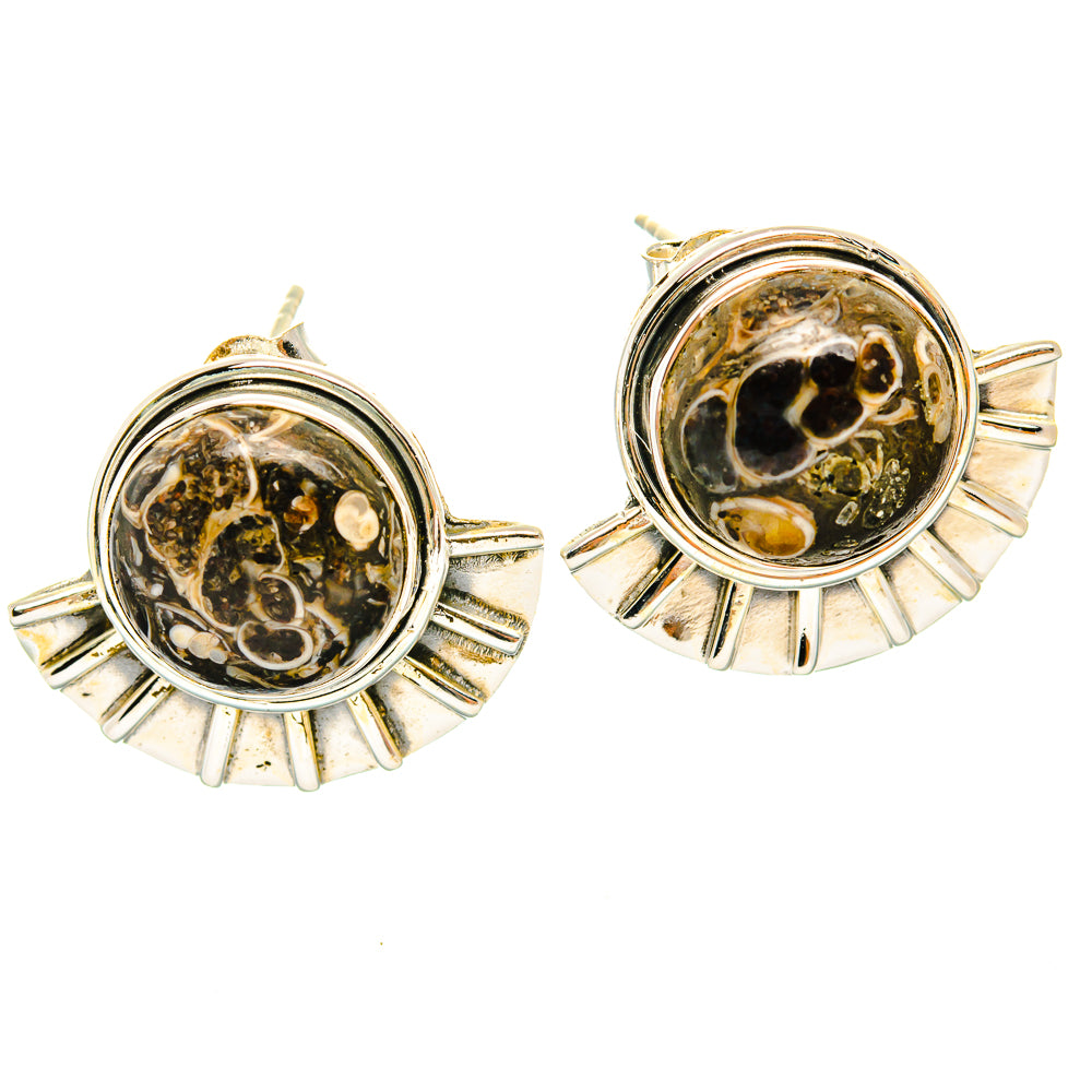 Turritella Agate Earrings handcrafted by Ana Silver Co - EARR429160 - Photo 2